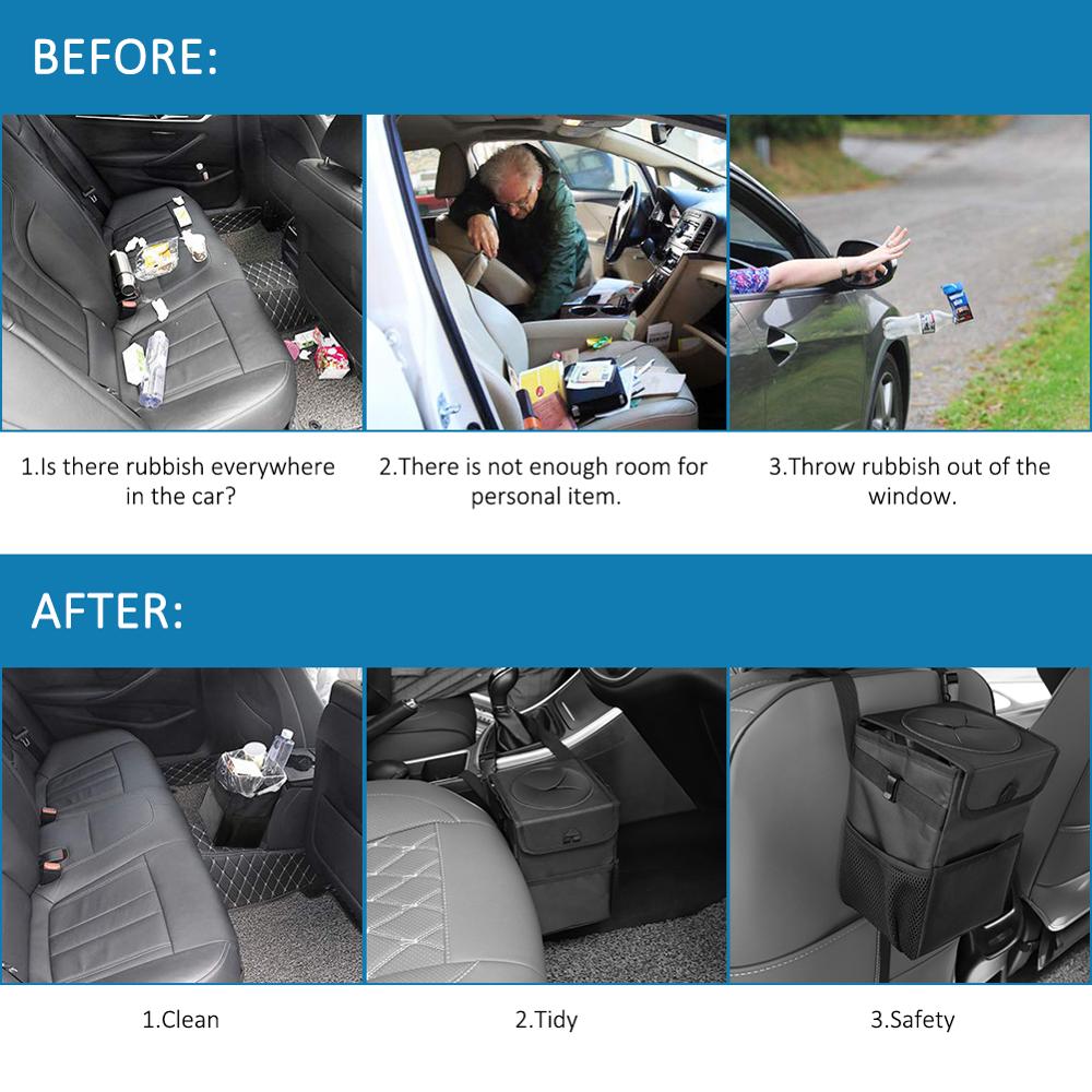 Car Storage Busket Interior Rubbish Container For Waste Organizer Holder  Waterproof Garbage Can Trash Bin Folding Accessories - AliExpress