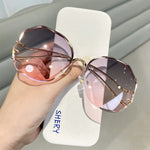 2023 Luxury Brand Design Vintage Rimless Rhinestone Sunglasses Women Men Fashion Gradient Lens Sun Glasses Shades for Female