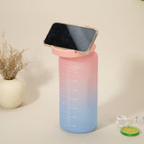 2L Large Capacity Water Bottle With Straw With Time Marker  Frosted Cup Girls Large Portable Travel Bottles Sports Fitness Cup