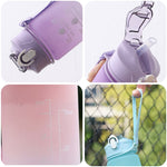 900ML Girl  Water Bottle Large Capacity Straw Cup Motivational Sports Water Bottles Time Marker Leak-proof  Fitness Drinking Jug