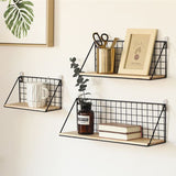 Wooden & Iron Wall Shelf Organizer Holder Kitchen Supplies Hanging Storage Cabinet Organizer for Home/ Bathroom/ Household Items