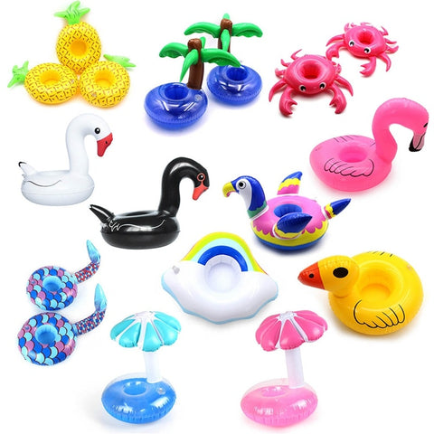 1Pcs Inflatable Cup Holder Unicorn Flamingo Drink Holder Swimming Pool Float Bathing Pool Toy Party Decoration Bar Coasters