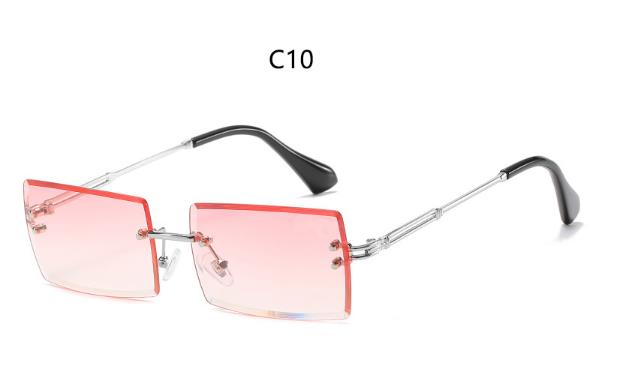 Rimless Sunglasses Rectangle Fashion Popular Women Men Shades Small Square  Sun Glasses For Female Summer Traveling Brown Oculos