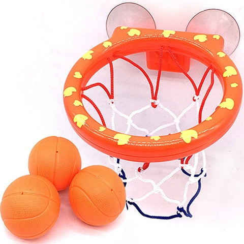 Basketball Hoop Bath Toy on Suckers Set for Child Kid Outdoor Game Development of Boy Interesting Indoor Sport Tool Kit for Baby (hoop and 3 balls)