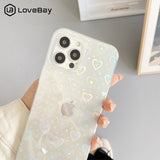Fashion Gradient Laser Love Heart Pattern Clear Phone Case For iPhone 11 12 Pro Max X XS XR 7 8 Plus SE 2020 Shockproof Bumper