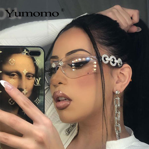 Yumomo Crystral Sunglasses Women Men Fashion Personlity Windshield UV Protection Blu Yellow UV400 Mirror Feminino De Sol Gafas