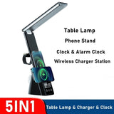 Wireless Charger Alarm Clock Table Lamp Stand 10W 5 IN 1 Fast Charging Station