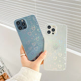 Fashion Gradient Laser Love Heart Pattern Clear Phone Case For iPhone 11 12 Pro Max X XS XR 7 8 Plus SE 2020 Shockproof Bumper