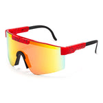 Flat Top Goggle Sun Glasses Women Men Blue Frame Mirrored Lens Windproof Sport No Polarized Sunglasses For Men/Woman UV400