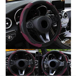 Car Steering Wheel Cover Breathable Anti Slip PU Leather Steering Covers Suitable 37-38cm Auto Decoration Carbon Fiber