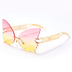 Butterfly Rimless Sunglasses Women Luxury Designer Brand Oversized Steampunk Sunglasses Vintage Eyewear UV400