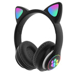 Flash Light Cute Cat Ears Wireless Headphones with Mic Can control LED Kid Girl Stereo Music Helmet Phone Bluetooth Headset Gift