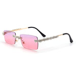 Rimless Diamond Sunglasses Women 2020 Rectangle Steampunk Sun Glasses Crystal Vintage Rhinestone Glasses Eyewear UV400 Oculos