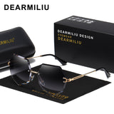 DEARMILIU Brand Designer Round Sunglasses Women Oversized Polygon 2020 Gradient Brown Pink Rimless sun glasses For female UV400