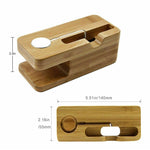 Charging Dock Stand Station Bamboo Base Charger Holder For Apple Watch iWatch iPhone Bamboo