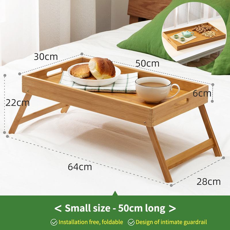 1pc Bamboo Lap Tray, Folding Legs, Carrying Handles, Holds Breakfast,  Meals, Laptop, Bed, Sofa, Outdoor, Table For Serving, Eating, Working