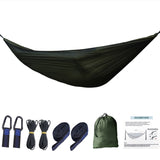 1-2 Person Portable Outdoor Camping Hammock with Mosquito Net High Strength Parachute Fabric Hanging Bed Hunting Sleeping Swing (Green)
