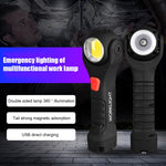 1200 Lumens USB COB LED Working Light 7 Modes T6 Night Lighting 360 Degree Rotating Folding Outdoor Camping Torch Flashlight