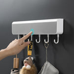 Wall-Mounted Storage Rack Shelf Storage Box with Hook for Bathroom Door Punch-Free Clothes Key Organizer Bathroom Accessories