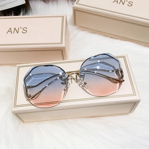 1Pcs Fashion Rimless Women Sunglasses Plastic Brand Designer Vintage Retro  Sunglass Classic Gradient Sun Glasses UV400
