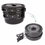 1 Set Outdoor Pots Pans Camping Cookware Picnic Cooking Set Non-stick Tableware  With Foldable Spoon Fork Knife Kettle Cup
