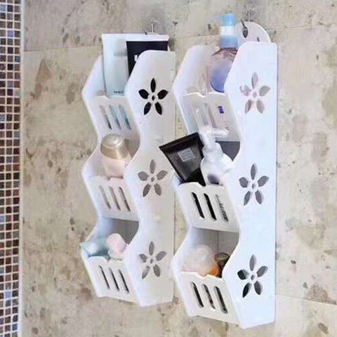 3 Layers Organizer Wall-mounted Shelf Bathroom Cosmetic Shampoo Holder Storage Kitchen Rack Groceries Basket Home Accessories