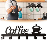 6 Hooks Metal Coffee Mug Holder Wall Mounted Coffee Cup Rack Kitchen Organizer Hanging Rack Holder Coffee Bar Accessories