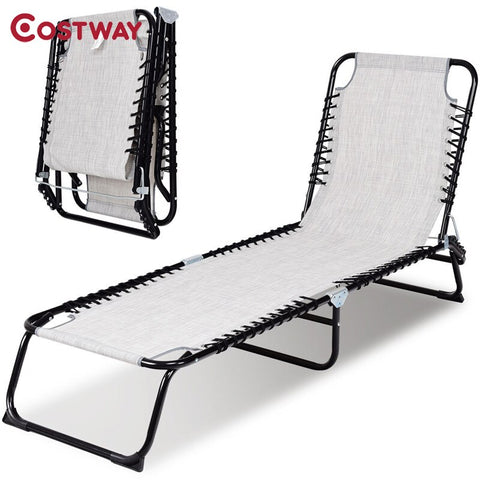 Foldable Camping Patio Chaise Lounge Chair Ergonomic Design Detachable Pillows Durable Fabric Adjustable Delta Lock System