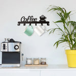 6 Hooks Metal Coffee Mug Holder Wall Mounted Coffee Cup Rack Kitchen Organizer Hanging Rack Holder Coffee Bar Accessories