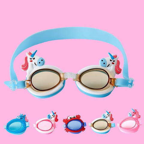Cute Unicorn Shape Children Kids Silicone Transparent Swim goggles Waterproof Eyewear Anti-Fog Glasses For Pools Swimming