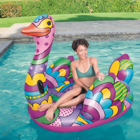 Adult Giant Inflatable Colored Ride on Ostich Pool Floats Animal Ridable Pool Floaties Summer Water Toys Air Raft Bed
