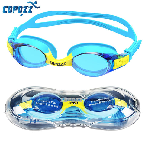 COPOZZ Swimming Goggles Kids Age 3-10 Waterproof Swimming Glasses Clear Anti-fog UV Protection Soft Silicone Frame and Strap