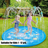 100cm Summer Kids Inflatable Round Water Splash Play Pool Playing Sprinkler Mat Yard Outdoor Fun Multicolour PVC Material