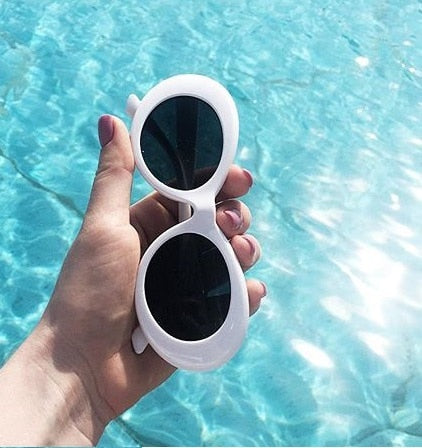 2021 goggle Kurt Cobain glasses oval sunglasses ladies trendy  hot Vintage retro sunglasses Women's white black eyewear UV