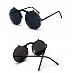 Steampunk Round Sunglasses Women Men Metal Vintage Flip Circular Double Lens Sun Glasses Style CIRCLE Shades