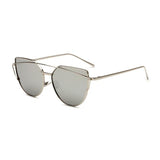 2020 Fashion Cat Eye Sunglasses Women Brand Designer Vintage Rose Gold Mirror Color Lens Classic Alloy Sun Glasses Lady Eyewear
