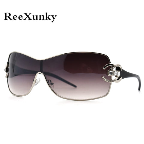 2020 New Crystal Diamond Sunglasses For Women Luxury Brand Designer Retro Oversized Sunglass One-Piece Shades Visor Oculos Top