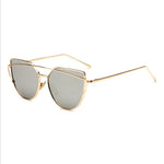 2020 Fashion Cat Eye Sunglasses Women Brand Designer Vintage Rose Gold Mirror Color Lens Classic Alloy Sun Glasses Lady Eyewear