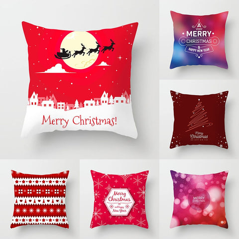 Merry Christmas Decorative Pillowcases Polyester Christmas Santa Claus Throw Pillow Case Cover Pillowcase