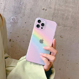 Colorful Pink Rainbow Transparent Phone Case For iPhone 13 Pro Max 12 Mini 11 X XS XR 7 8 Plus SE Fashion Soft Shockproof Cover