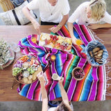 Beach Blanket Cotton Handmade Rainbow Mexican Blanket Outdoor Camping Blanket Picnic Mat Home Tapestry Table Mat