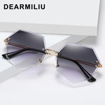 DEARMILIU Brand Designer Round Sunglasses Women Oversized Polygon 2020 Gradient Brown Pink Rimless sun glasses For female UV400