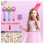 Kids Magic Wand Bubble Gun Blower Toy Electric Magic Automatic Soap Bubble Machine Light Music Outdoor Toy for Girl ZXH