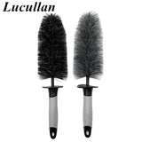 Lucullan Rubber Handle Auto Cleaning Tools Super Soft Hair Never Scratch Car Wheels Tire Rims Chrome Spokes Detailing Brush