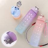 900ML Girl  Water Bottle Large Capacity Straw Cup Motivational Sports Water Bottles Time Marker Leak-proof  Fitness Drinking Jug