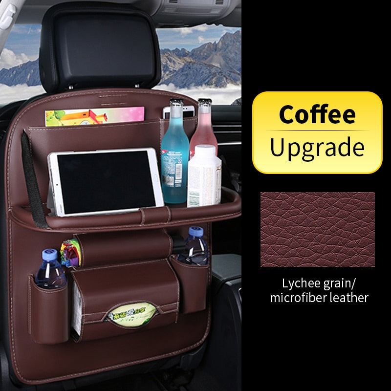Car Organizer PU Leather Interior Accessories Seat Back Storage Bag Tissue  Box
